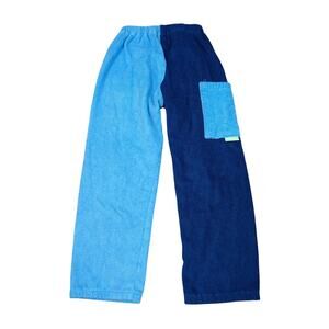 Fawyn Cotton Terry Towel Pants Two Tone Blue Size Small